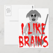 Zombie Minifig "I Like Brains" Postkarte (Vorne/Hinten)