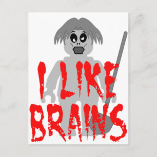 Zombie Minifig "I Like Brains" Postkarte