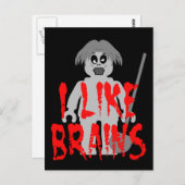 Zombie Minifig "I Like Brains" Postkarte (Vorne/Hinten)