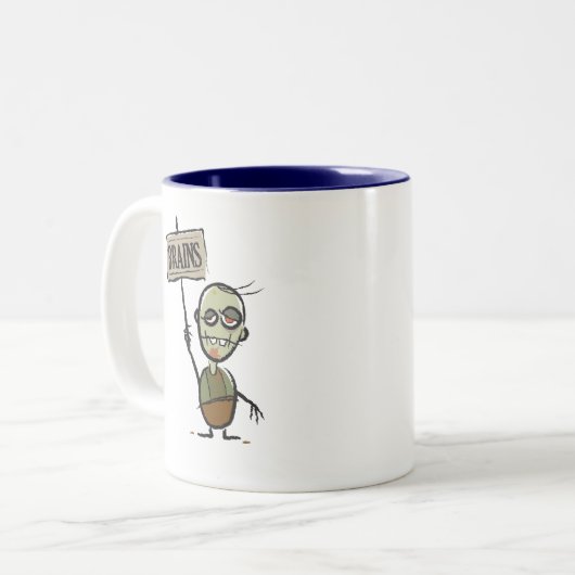 Zombie mit Gehirn-Zeichen Zwei-Ton Tasse (Vorderseite Links)