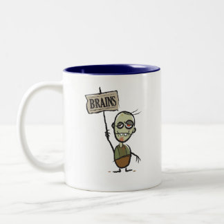 Zombie mit Gehirn-Zeichen Zwei-Ton Tasse