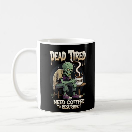 Zombie mit Kaffee - Funny Untoter Koffein Lover Kaffeetasse (Links)