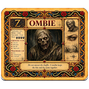 Zombie, mittelalterliche Bestiarien-Kunst Mousepad
