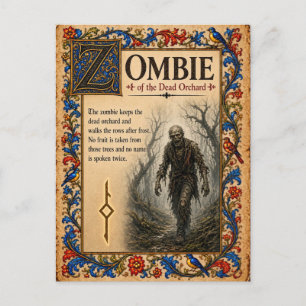 Zombie, mittelalterliche Bestiarien-Kunst Postkarte