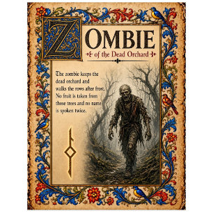 Zombie, mittelalterliche Bestiarien-Kunst Postkarte