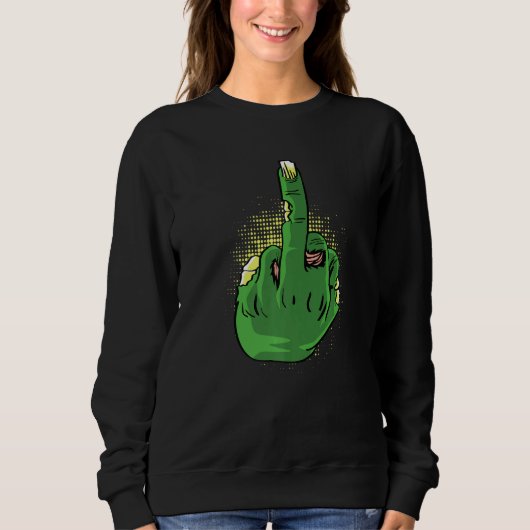 Zombie Mittelfinger Tapfere Person Sweatshirt (Vorderseite)