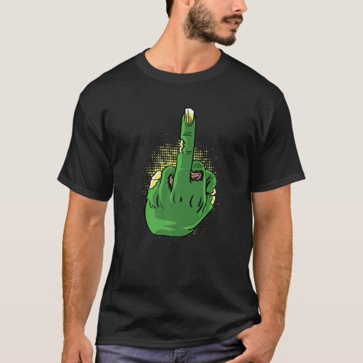 Zombie Mittelfinger Tapfere Person T-Shirt (Vorderseite)