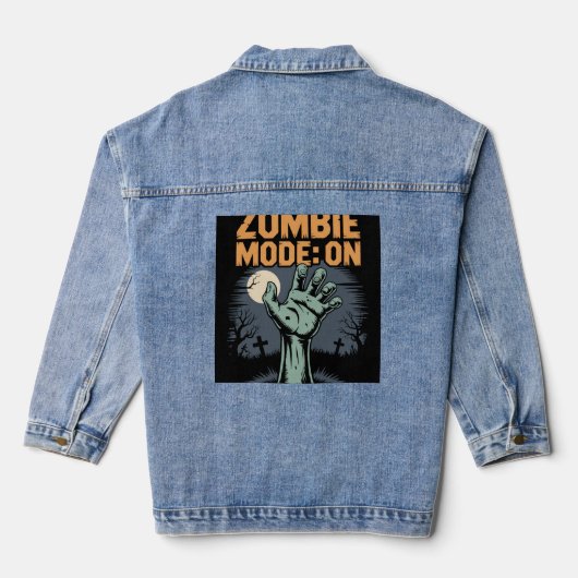 Zombie Mode On Scary Halloween T shirt Jeansjacke (Rückseite)