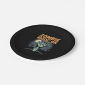 Zombie-Modus auf Beängstigendem Halloween-T-Shirt Pappteller (Schrägansicht)