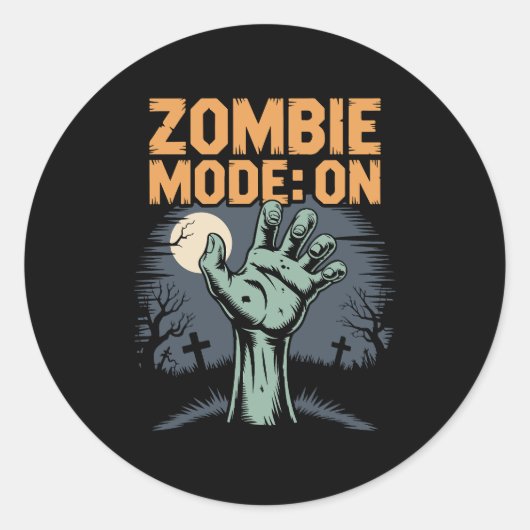 Zombie-Modus auf Beängstigendem Halloween-T-Shirt Runder Aufkleber (Vorderseite)
