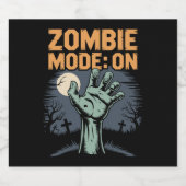 Zombie-Modus auf Beängstigendem Halloween-T-Shirt Schaumweinetikett (Einzelnes Label)