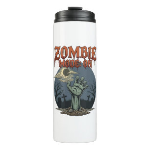 Zombie-Modus Halloween-Hand-Mond-Friedhof_1 Thermosbecher