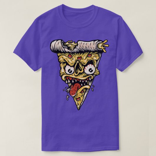 Zombie Monster Pizza Slice Beängstigend Pizza Pie T-Shirt (Design vorne)