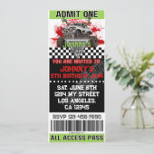 Zombie Monster Truck Ticket Einladung zum Geburtst (Stehend Vorderseite)