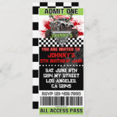 Zombie Monster Truck Ticket Einladung zum Geburtst (Vorne/Hinten)