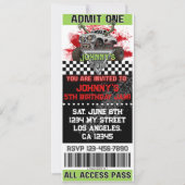Zombie Monster Truck Ticket Einladung zum Geburtst (Vorderseite)