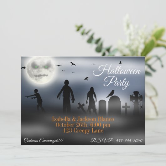 Zombie Moon Einladung (Stehend Vorderseite)