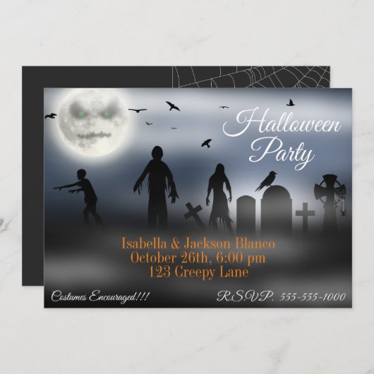 Zombie Moon Einladung (Vorne/Hinten)