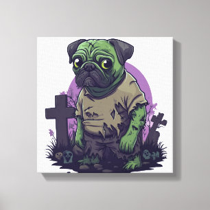 Zombie-Mops � Untoter lustiger Halloween-Hund Leinwanddruck