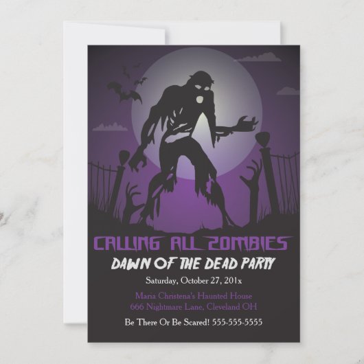 Zombie Morgendämmerung des toten Halloween-Party Einladung (Vorderseite)