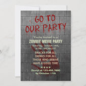 Zombie Movie Party Untote Apokalypse Bloody Wall Einladung (Vorderseite)