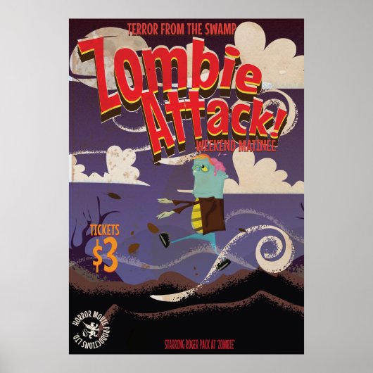 Zombie Movie Vintage Travel Poster (Vorne)