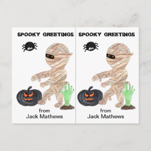 Zombie-Mumie-Schulparty-Halloween-Karte Postkarte