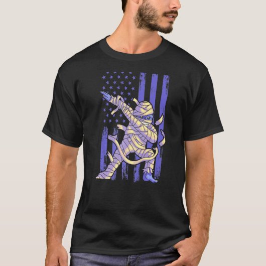 Zombie Mummy Dab Dabbing Dance American Flag Hallo T-Shirt (Vorderseite)