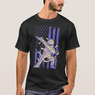 Zombie Mummy Dab Dabbing Dance American Flag Hallo T-Shirt