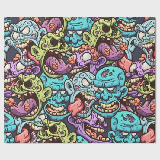 Zombie-Muster Geschenkpapier (Flach)