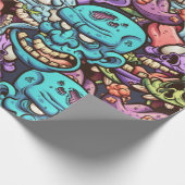 Zombie-Muster Geschenkpapier (Ecke)