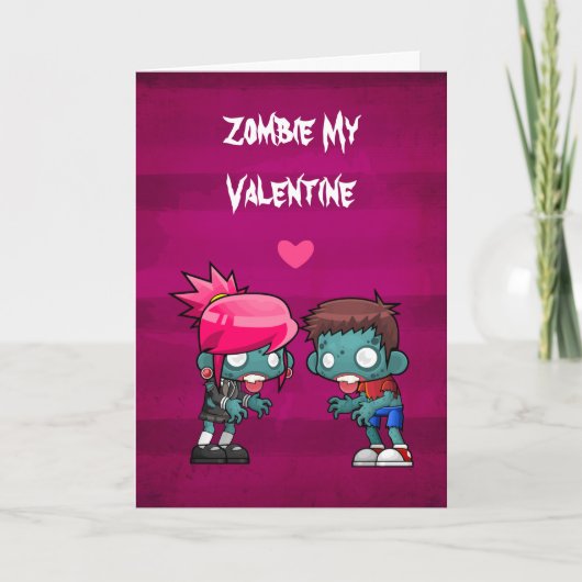Zombie My Valentine Creepy Niedlich Feiertagskarte (Vorderseite)