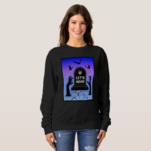 Zombie Needs To Rock Halloween Undead Design Sweatshirt (Vorne ganz)