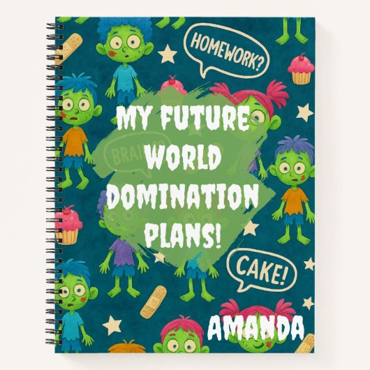 Zombie-Notebook "My Future World Domination Plans" Notizblock (Vorderseite)