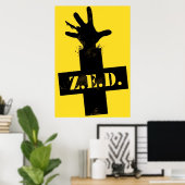 Zombie-Notfallabwehr - "SAFE-ZONE" Poster (Heimbüro)