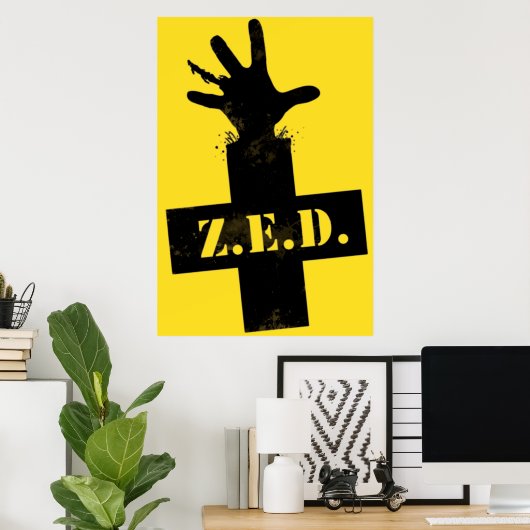 Zombie-Notfallabwehr - "SAFE-ZONE" Poster (Heimbüro)