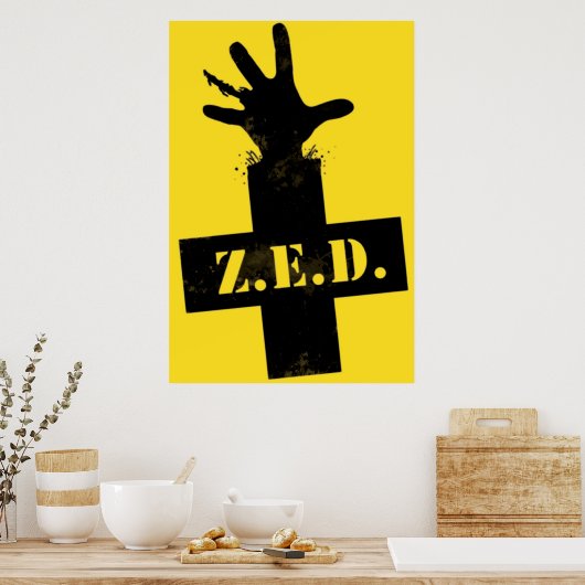 Zombie-Notfallabwehr - "SAFE-ZONE" Poster (Küche)