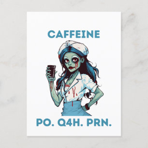 Zombie Nurse Surviving Night Shifts Koffein Art Feiertagspostkarte