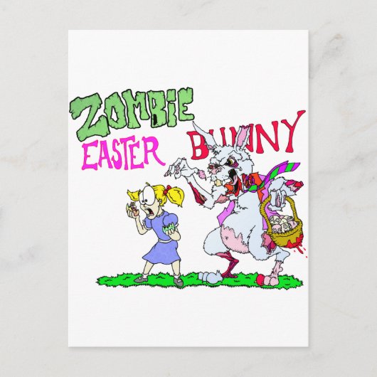 Zombie Oaster Bunny Feiertagspostkarte (Vorderseite)