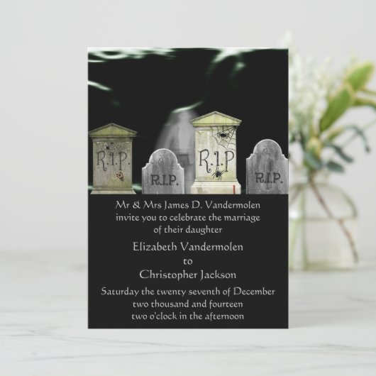 Zombie oder Ghost Wedding Einladung (Stehend Vorderseite)