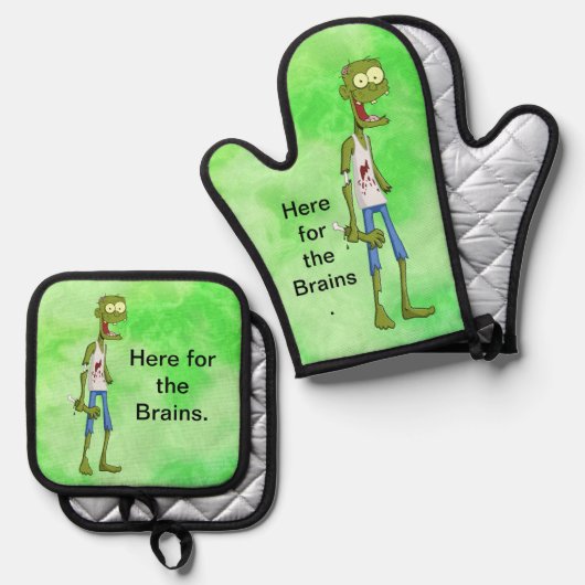 Zombie Ofenhandschuh & Topflappen-Set (Vorderseite/Rückseite)