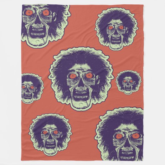 ZOMBIE - Orange Augen Multi Gesicht Fleecedecke (Vorderseite)