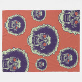 ZOMBIE - Orange Augen Multi Gesicht Fleecedecke (Vorderseite (Horizontal))