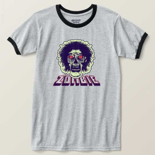 ZOMBIE Orange Eyes Green Hair T-Shirt (Design vorne)