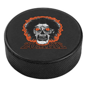Zombie - Orange Eyes Hair Eishockey Puck