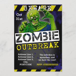 Zombie Outbreak Halloween-Party Einladung Custom