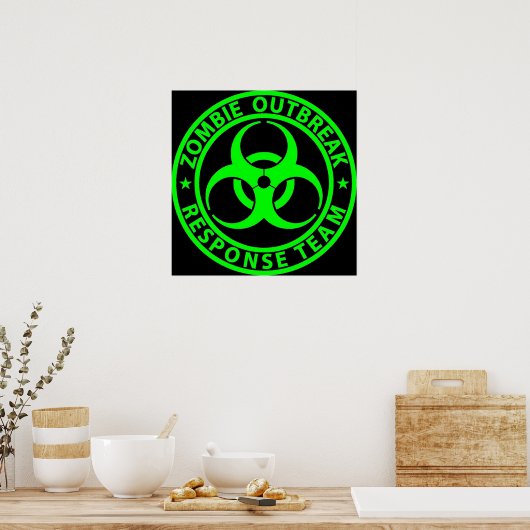 Zombie Outbreak Response Team Neon Green Poster (Küche)