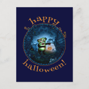 Zombie Panda Happy Halloween Postkarte