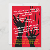 Zombie Party Apokalypse dystopische Veranstaltung Einladung (Rückseite)