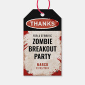 Zombie Party danken Ihnen mit rostigem Schild und  Geschenkanhänger (Vorderseite)